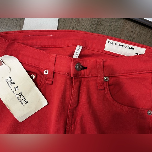 Rag & Bone Elephant Bell Red Jeans, NWT Size 25 - Picture 6 of 7